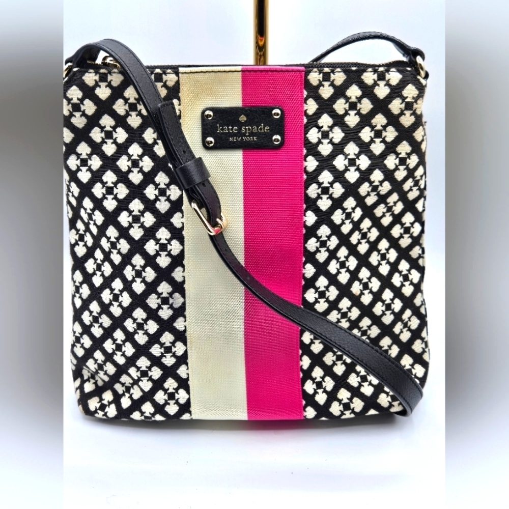 KATE SPADE Crossbody ♠️ Spade Logo Black White Pink Canvas